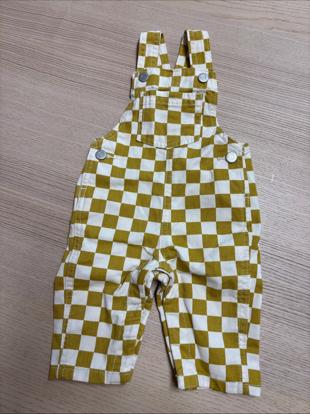 Old Navy Mustard and White Checkerboard Kids Overalls